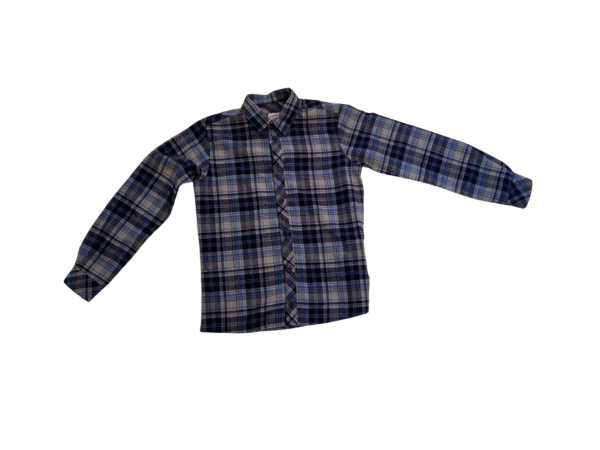Chemise Enfant à Carreaux – Bleu & Gris