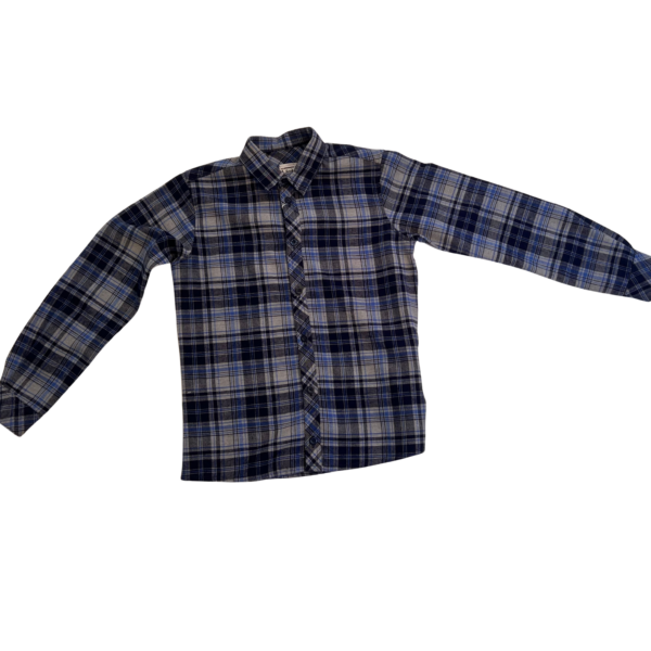 Chemise Enfant à Carreaux – Bleu & Gris