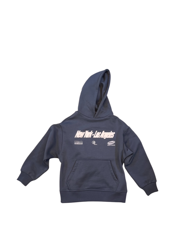 Hoodie Enfant – New York / Los Angeles (Bleu gris)