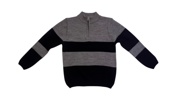 Pull Enfant Zippé – Gris & Noir