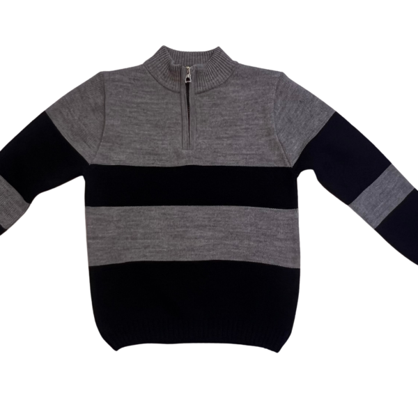 Design sans titre (8) Pull Enfant Zippé – Gris & Noir