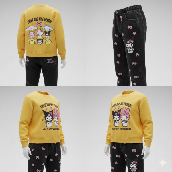 Sweatshirt Jaune Pastel My Melody & Kuromi