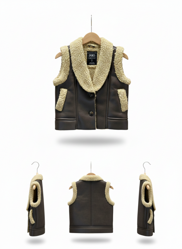 Gilet sans manches en Similicuir Marron en Sherpa (Moumoute)