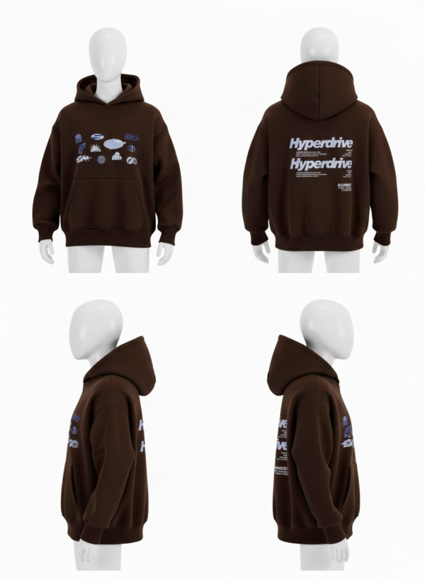 Hoodie Oversize Marron "Multi-Logo" Streetwear