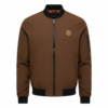 Blouson Bomber Style Varsity – Camel & Contrastes Noir