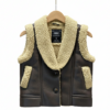Gilet sans manches en Similicuir Marron en Sherpa (Moumoute)