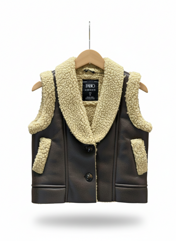 Gilet sans manches en Similicuir Marron en Sherpa (Moumoute)