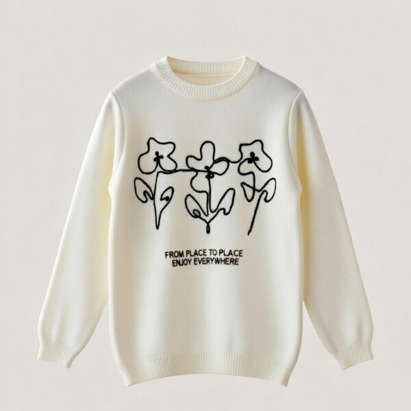 Pull Enfant Oversize Crème Fleurs Linéaires – From Place to Place