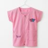 Blouse Scolaire rose sans manches pour fillette avec fermeture éclair et broderie Stitch