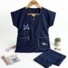 Tablier Fillette bleu marine avec broderie Stitch