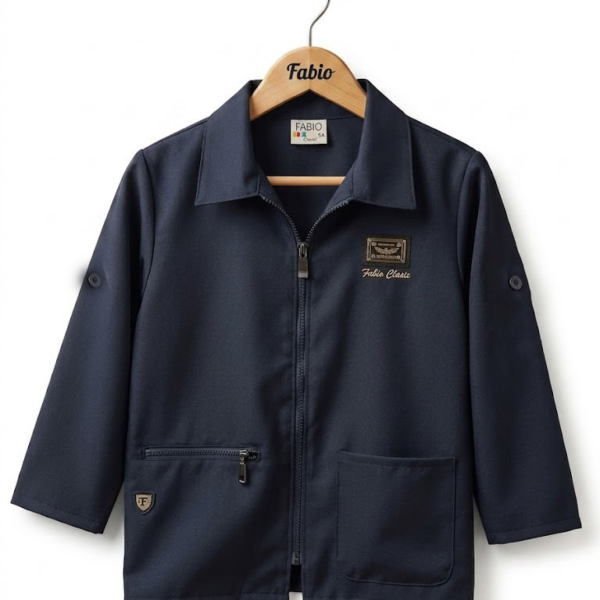 Tablier-scolaire-garcon-bleu-marine-fabio-classic Tablier scolaire bleu marine pour garçon avec fermeture éclair et écusson Fabio Classic